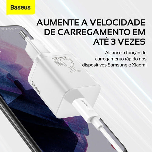 Carregador Rápido Usb-c Baseus Qc Pd 3.0 25w + Cabo Usb-c 1m