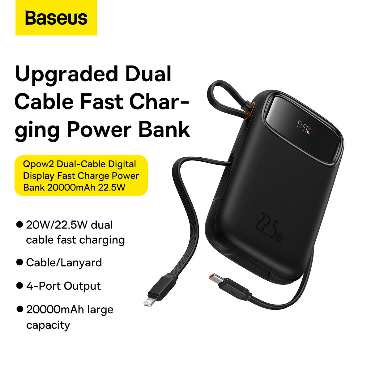 Power Bank Baseus QPOW 10000mah 22.5w Display Digital Turbo