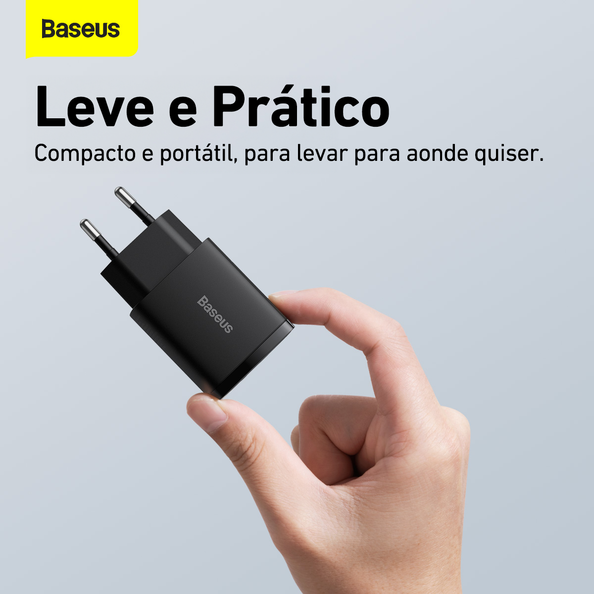 Kit Carregador Duplo Baseus Compact 20w Para iPhone 14 e Anteriores + Cabo de 1 metro - Preto