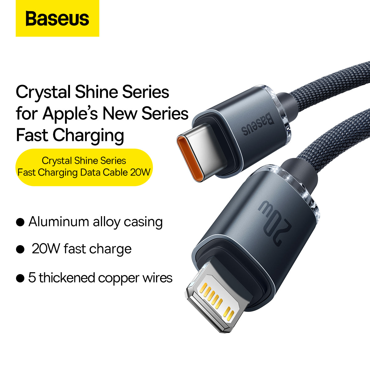 Cabo Tipo-c P/ Lightning 20w Turbo Baseus iPhone Crystal 1,2m