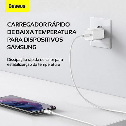 Carregador Rápido Usb-c Baseus Qc Pd 3.0 25w + Cabo Usb-c 1m