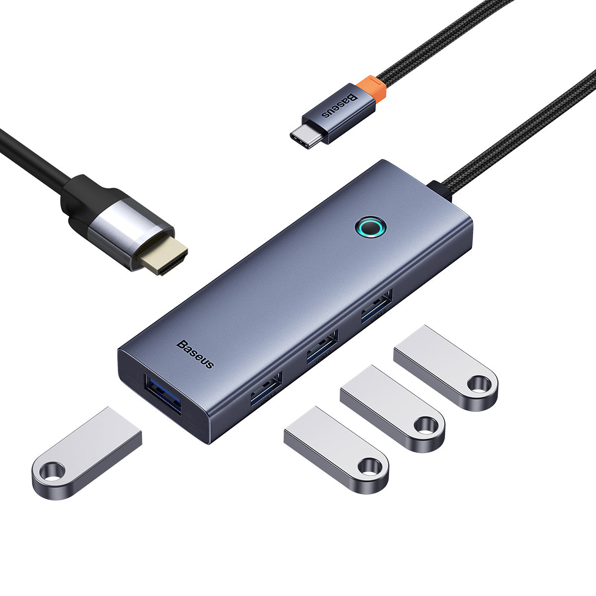 Hub 5 Portas Usb-c P/ Hdmi 4k 30hz + Usb3.0 + Pd100w