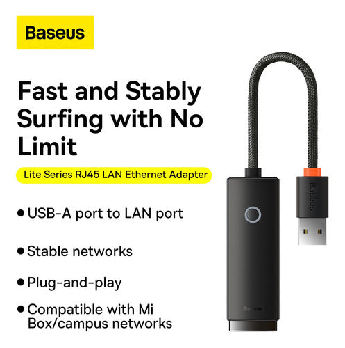 Adaptador Baseus Lite Series Ethernet Usb-a Rj45 Lan 100mbps