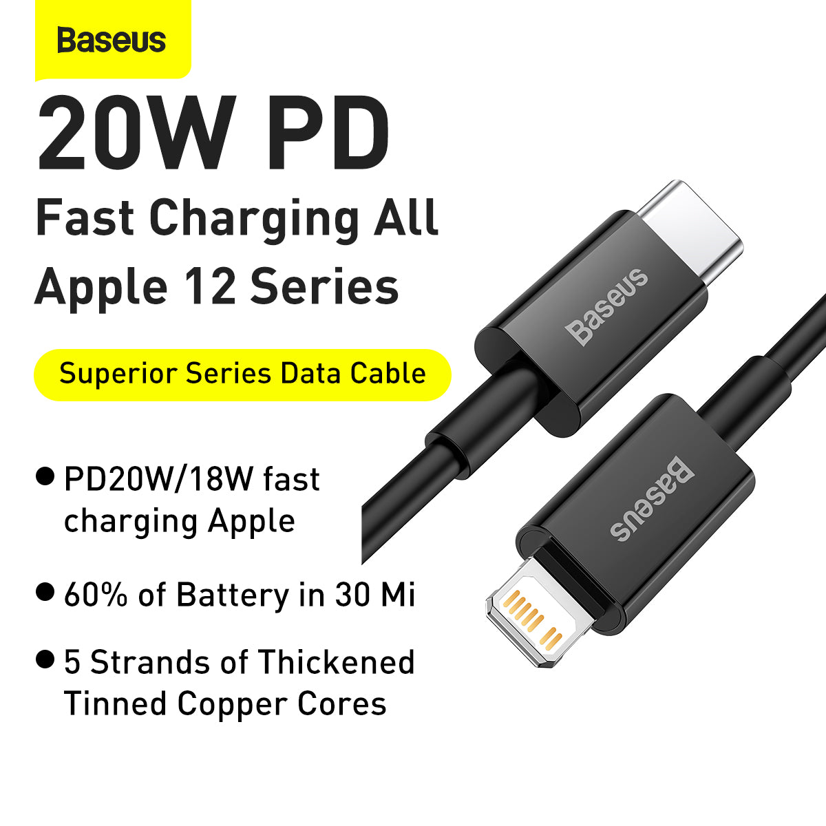 Cabo Tipo C para Lightning Superior Series Fast Charging Data 20W 1m