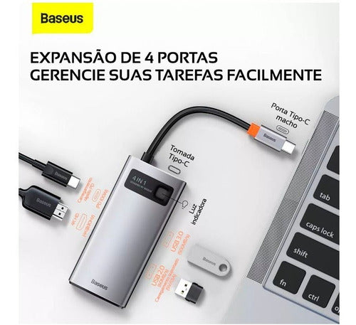 Hub Usb-c Baseus 4 Em 1 Dockstation Hdmi 4k Thunderbolt 3.0