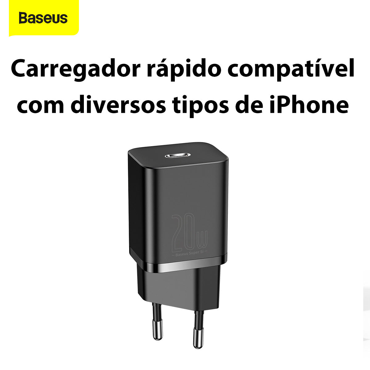 Carregador Baseus Super Si 20w Para iPhone e Android - Preto