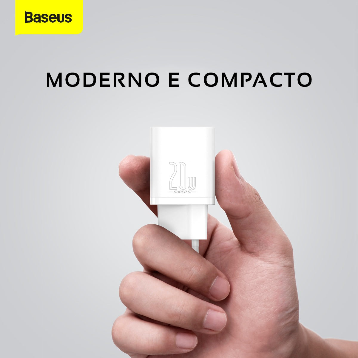 Kit Carregador Baseus Super Si 20w Para iPhone 14 e Anteriores + Cabo de 1 metro - Branco