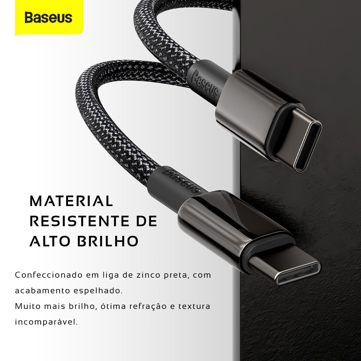 Cabo Turbo 100w Baseus USB-C + USB-C Tungsten Gold 2 metros