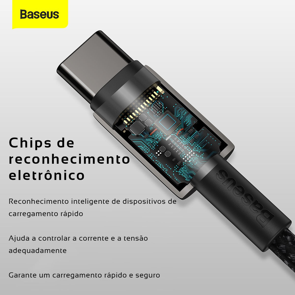 Cabo Turbo 100w Baseus USB-C + USB-C Tungsten Gold 2 metros