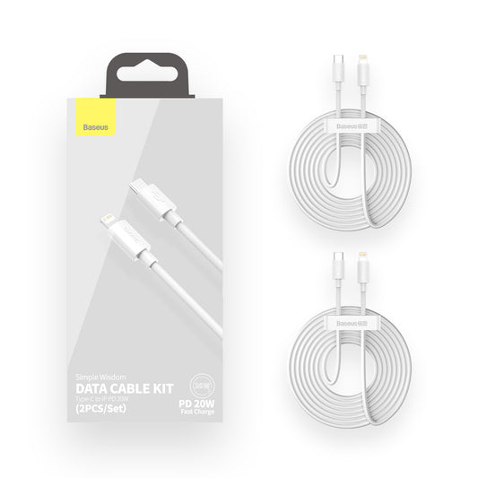 Kit 2 Cabos PD Lightning para USB-C Simple Wisdom 20W 1.5m