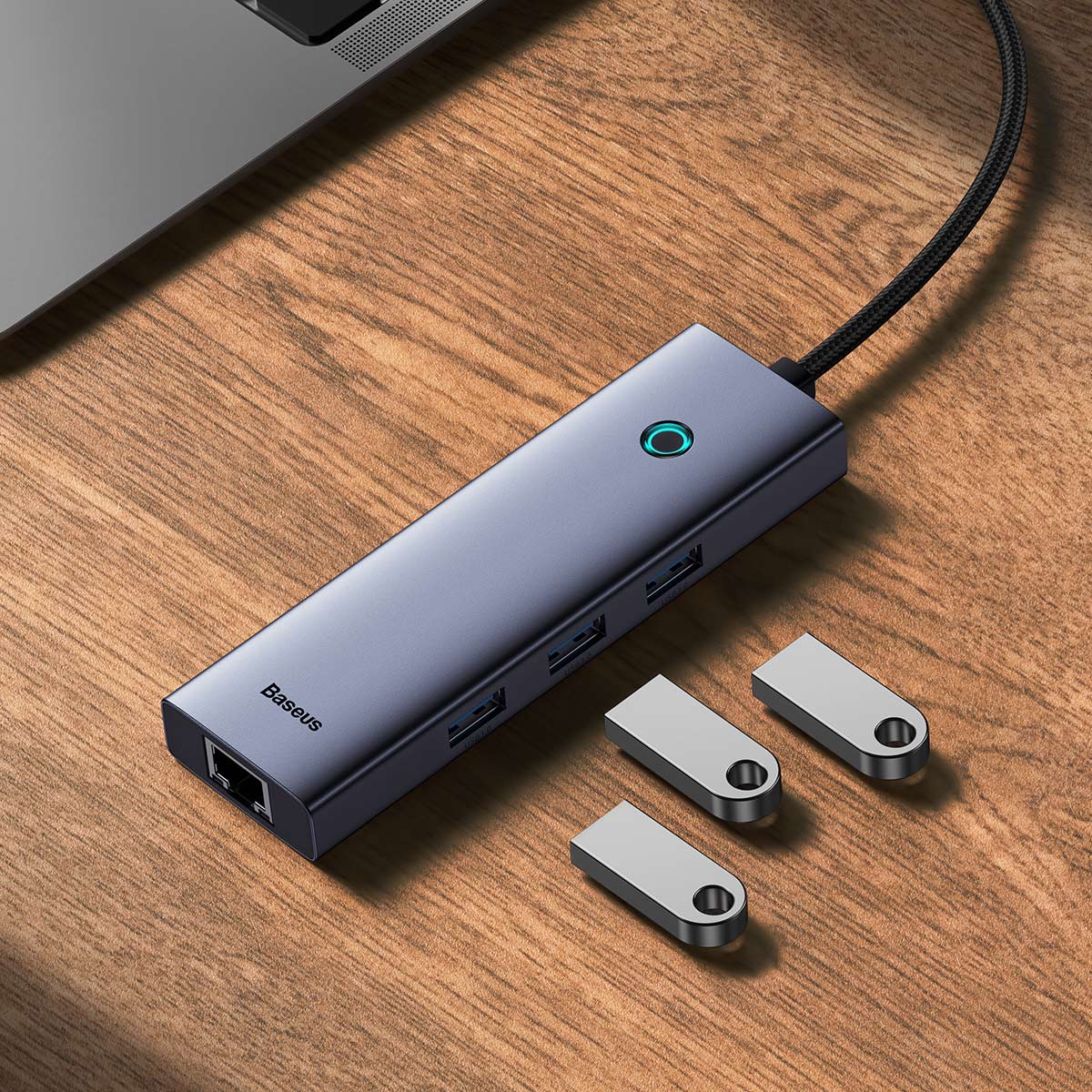 Hub Baseus 4 Portas Usb-c + Usb 3.0 + Rj45 + Pd 100w