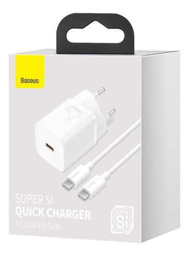 Carregador Rápido Usb-c Baseus Qc Pd 3.0 25w + Cabo Usb-c 1m