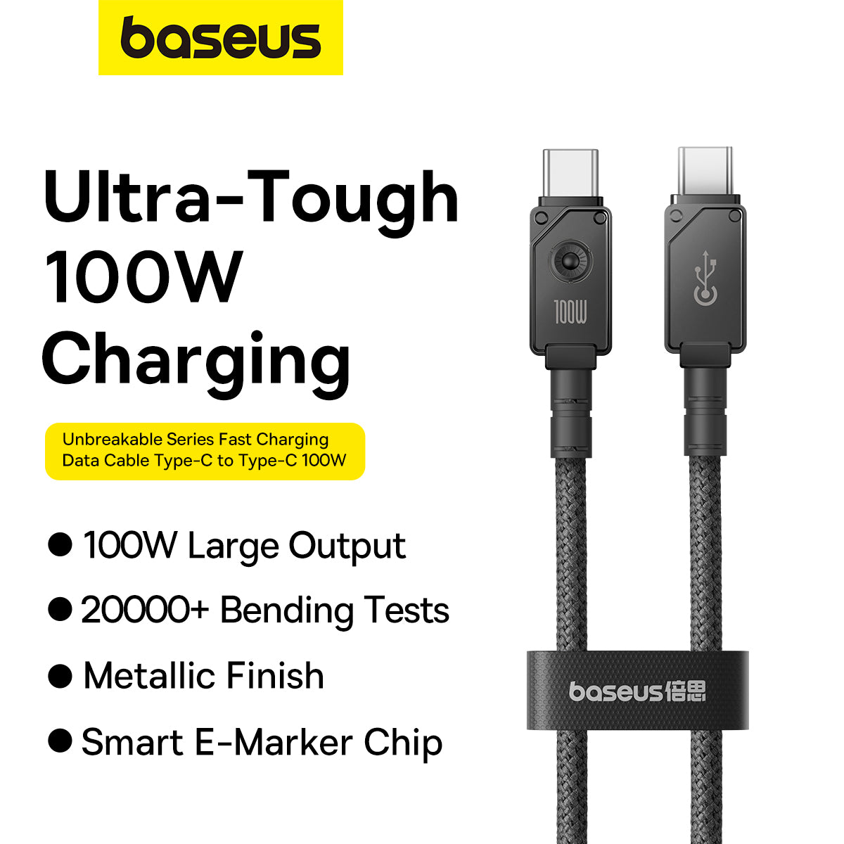 Cabo Turbo Baseus 100w Usb-c X Usb-c Super Resistente 1m