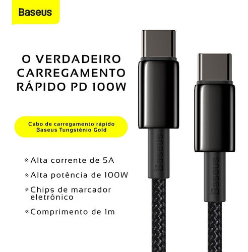 Cabo Turbo Usb-c P/ Usb-c Tungsten Gold 100w 1m