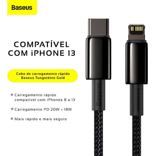 Cabo Usb-c P/ Lightning Baseus Fast Charging 20w 1m iPhone