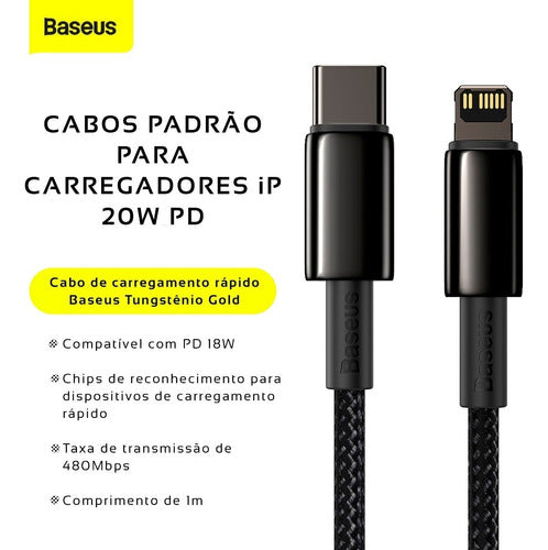 Cabo Usb-c P/ Lightning Baseus Fast Charging 20w 1m iPhone